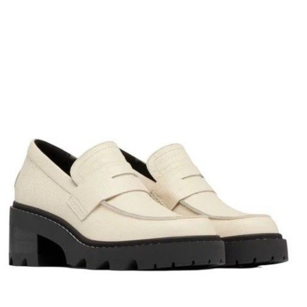 Brand New SOREL Women's Joan Now City Platform Loafer Chalk Chunky Cream Black